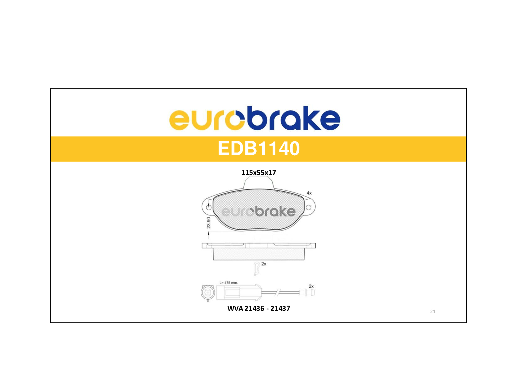 FREN BALATASI ON PANDA PUNTO 2003 > - EUROBRAKE - OEM 9948054