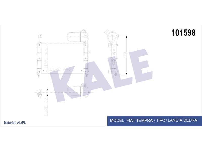 RADYATOR TIPO 1.6 S SX SLX (88 91) (MT) (NAC) 2 SIRA AL+PL - KALE - OEM 7632019