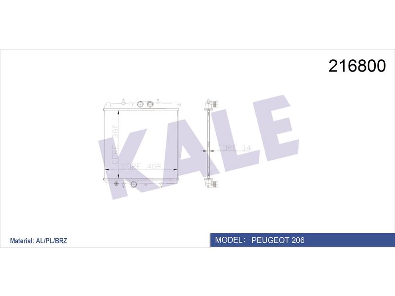 RADYATOR P206 1.4I 8V (MUSURLU) (MT) AL/PL/BRZ - KALE - OEM 1330.37