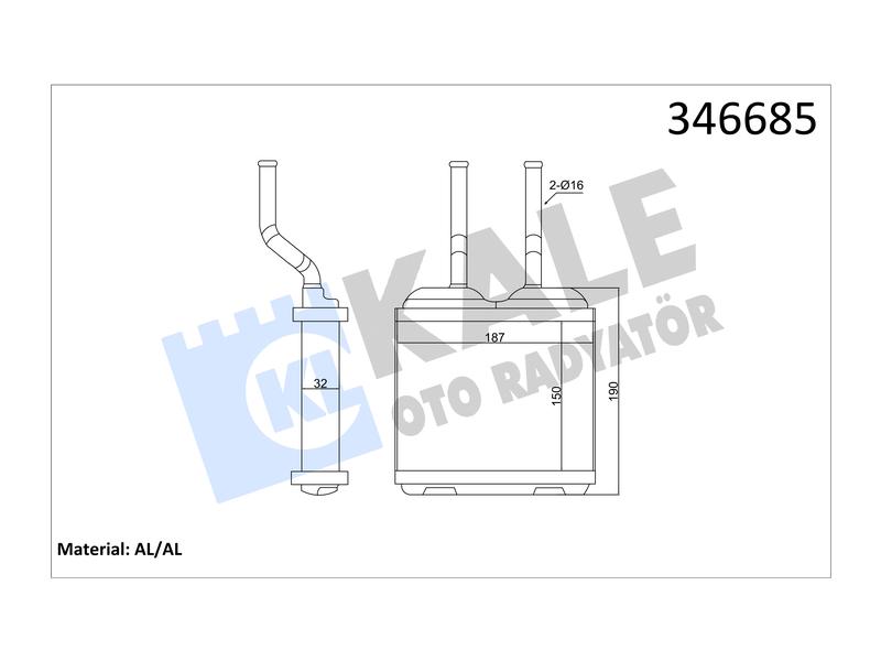 KALORIFER RADYATORU (190X150X33) CORSA B COMBO TIGRA A - KALE - OEM 1618020