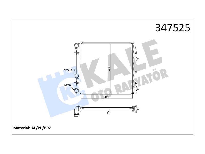 RADYATOR CORDOBA-IBIZA IV-V-POLO-FABIA 1.2 1.4 1.6 AZQ (MT) AL PL BRZ - KALE - OEM 6Q0121253AE