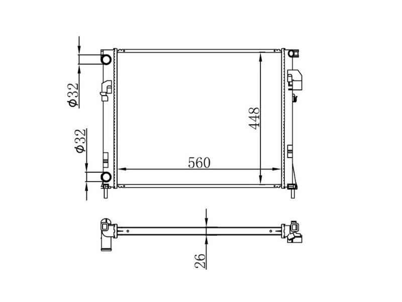 RADYATOR TRAFIC II VIVARO 01> 1.9DTI (KLIMASIZ+MEK) (560x448x26) - ORIS - OEM 2140000QAS