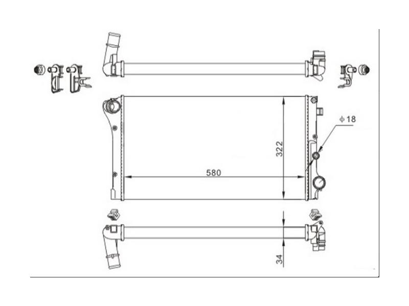 RADYATOR PANDA 44621 MJTD 03> 617847 MT (580×322×34) - ORIS - OEM 51773195