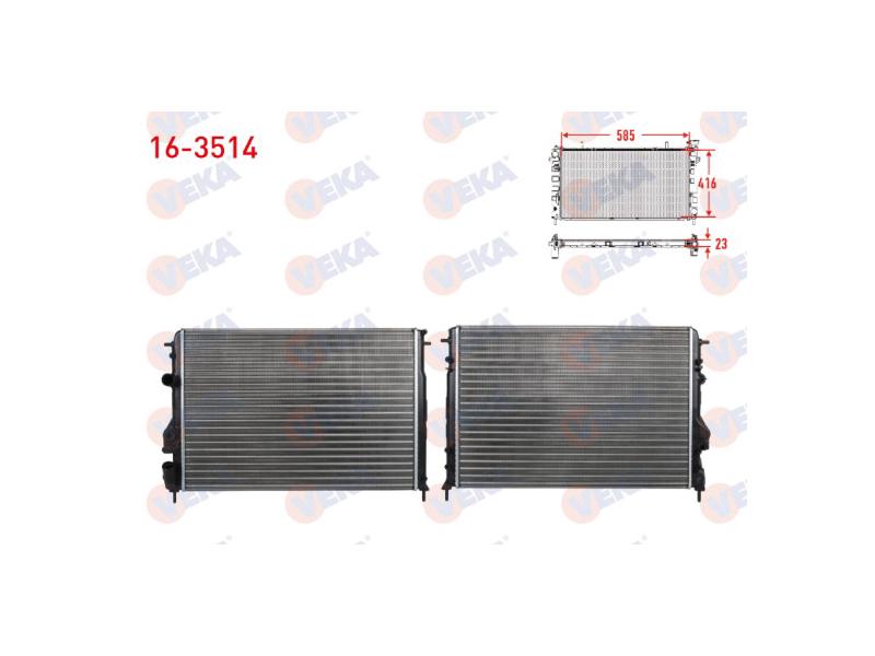 RADYATOR MEGANE I SCENIC 1.4 1.6 1.8 2.0 16V (AC+MEK) LOGAN 1.5 DCI (586x415x23) - VEKA - OEM 7700425842