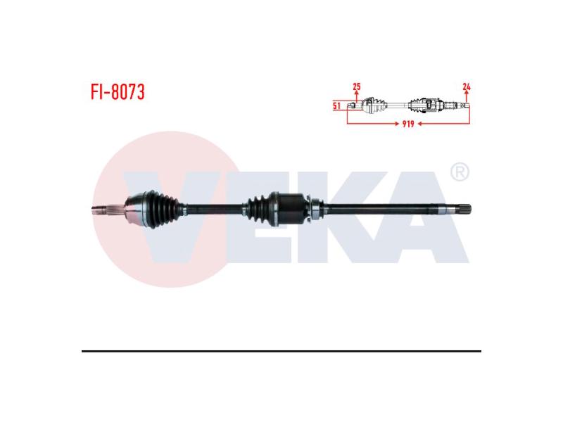 KOMPLE AKS SAG ON UZUNLUK 919mm FIORINO (225) 1.3 MJT EURO 5-6 2013- - VEKA - OEM 51934089