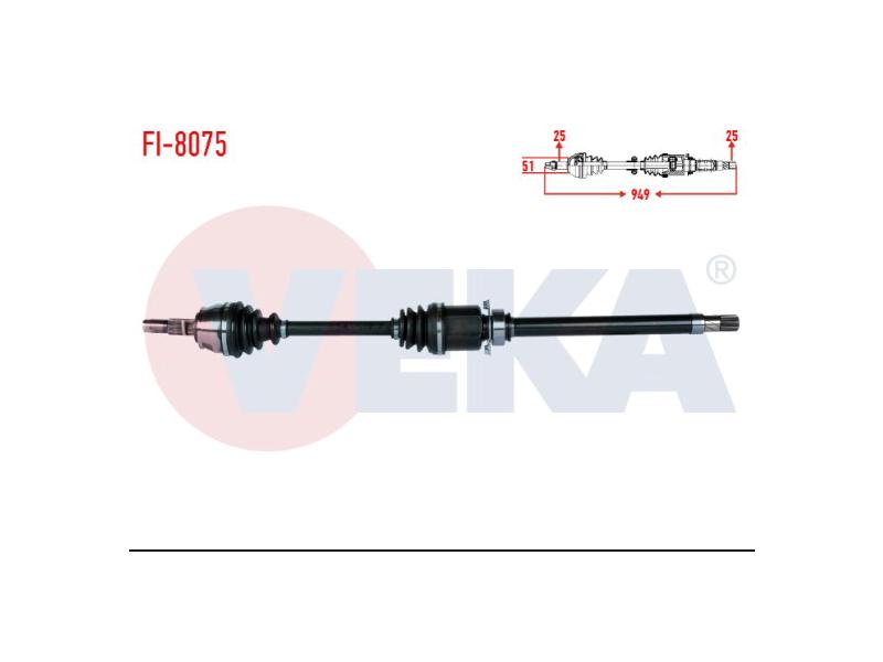 KOMPLE AKS SAG ON FIORINO (225) 1.3 MJT A-T UZUNLUK 949 mm 2008-2013 - VEKA - OEM 46308043