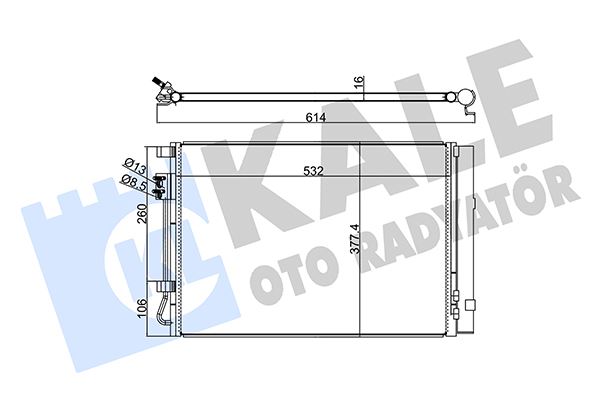 KLIMA RADYATORU KIA RIO III (530X371X16) (AL/AL) (KURUTUCU ILE) - KALE RADYATOR - OEM 976061R000