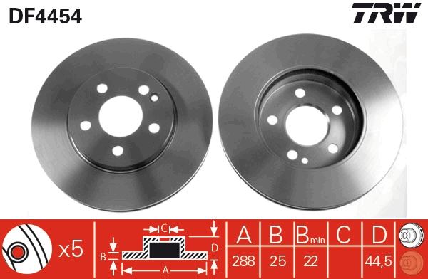 FREN DISKI ON MERCEDES W169 W245 — TRW DF4454 - TRW - OEM A1694211112