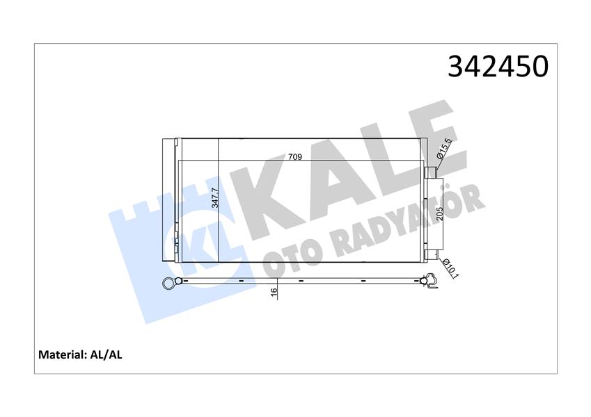 KLIMA RADYATORU RENAULT LAGUNA COUPE / LAGUNA III / GRANDTOUR / LATITUDE 2.0 16V TURBO / 1.5 DCI / 2.0 DCI / 07-> (AL/AL) (KURUTUCU ILE) - KALE RADYATOR - OEM 921100002R