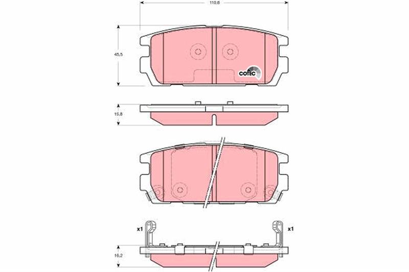 FREN BALATASI ARKA 111 mm HYUNDAI TUSCAN 2.0 CRDI 04 - - TRW - OEM 58302H1A00