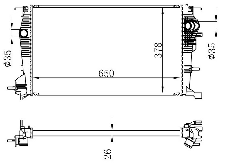 SU RADYATORU BRAZING FLUENCE MEGANE III SCENIC 09- 1.6 1.9 DCI MEKANIK 650×378X26 *** - ORIS - OEM 214100016R