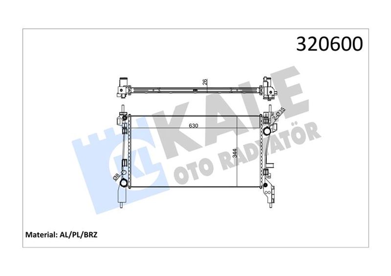 SU RADYATORU FIORINO 1.3 MJET/BIPPER 1.4 -1.6 HDI (AL/PL/BRZ) - KALE RADYATOR - OEM 1330V0