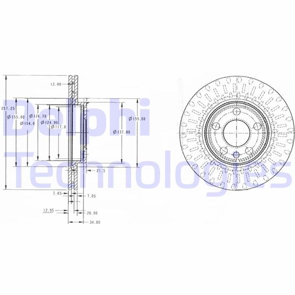 ÖN FREN AYNASI EXPERT (96-) JUMPY (95-) SCUDO (96-) 1.6i-1.9D-2.0HDİ (HAVALI) (257x20x5DL) - DELPHI - OEM 4249.L4