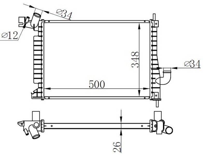 MOTOR SU RADYATORU BRAZING VECTRA B 2.0 DTI 16V MANUEL SANZUMAN 500×348X26 *** - ORIS - OEM 1300178