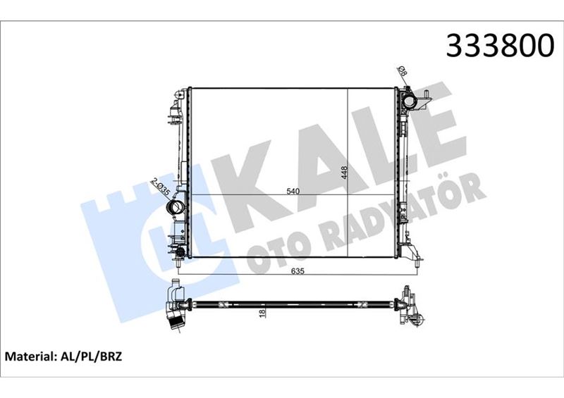 MOTOR SU RADYATÖRÜ GRAND SCENIC IV 15> MEGANE IV 15> SCENIC IV 15> 1.2 TCE 1.3 TCE 1.5dCi (539x446x27) - KALE - OEM 214105169R