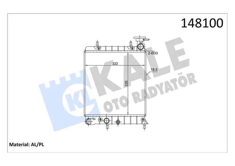 SU RADYATORU ACCENT-ACCENT II (AL/PL/BRZ) (335X317X16) (MANUEL) - KALE RADYATOR - OEM 2531025Q11