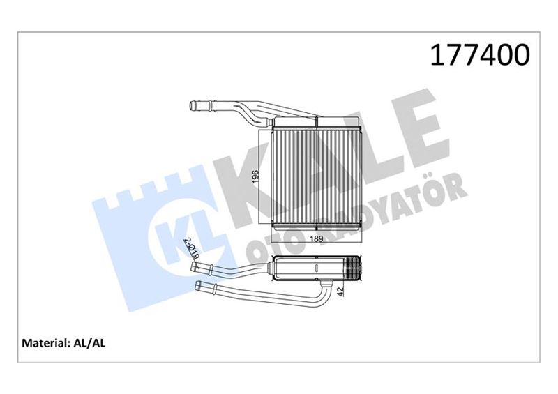 KALORİFER RADYATÖRÜ FOCUS-TOURNEO CONNECT 1.6 16V-1.8 16V-1.8 TDI (207x196x27)(2 SIRA ALB) - KALE - OEM 1062254