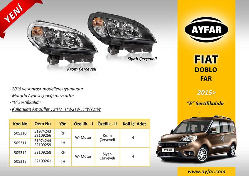 FAR SOL SİYAH ÇERÇEVELİ FIAT DOBLO 15> - AYFAR - OEM 52109261