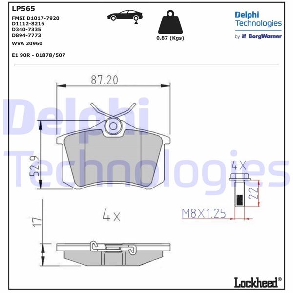 ARKA BALATA FLUENCE-MEGANE II-III-P207-P308-P307-P - DELPHI - OEM 1J0698451P
