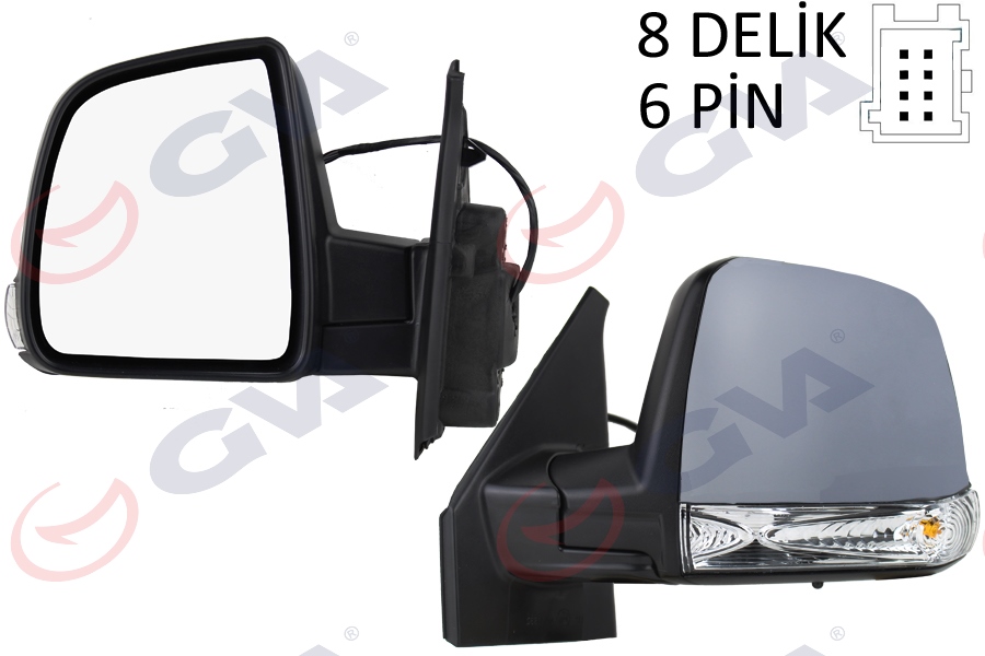 DIŞ DİKİZ AYNASI SOL DOBLO 11> ELEKTRİKLİ+SİNYALLİ+ASTARLI+TEK CAMLI+KONVEKS 6 FİŞ VM-668EHPL - GVA - OEM 735528051