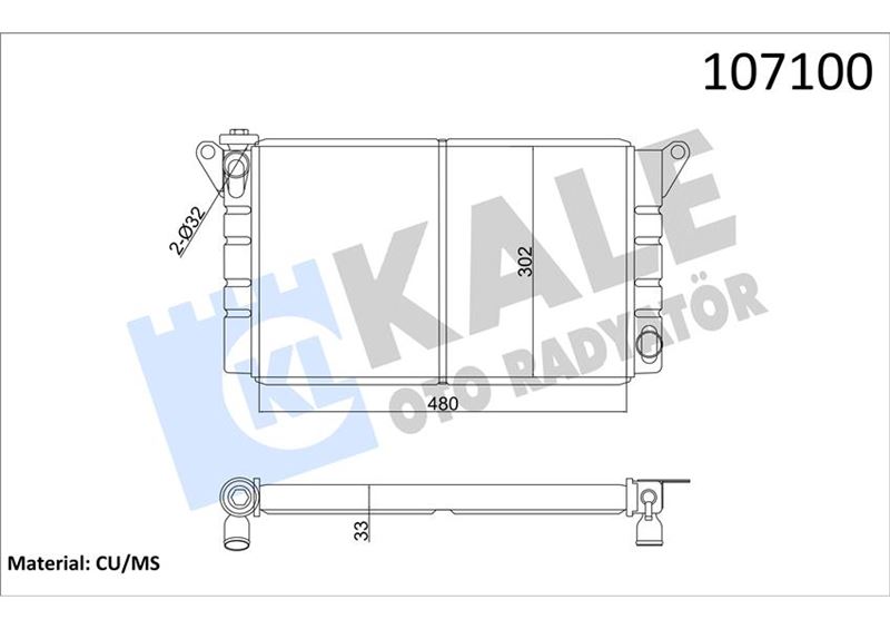 RADYATOR RANAULT R12 TL / TX / STW TOROS (3 SIRA PS) (BAKIR) - KALE RADYATOR - OEM 7702189027