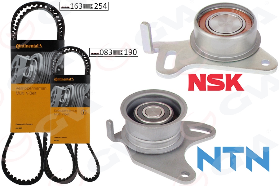 TRİGER KAYIŞ SETİ (EKSANTRİK SETİ) HYUNDAI H100 2.5L D4BX 4D55 PANELVAN. KAMYONET E.M. 88-96 / MITSUBISHI L200 L300 2.5L 4D56 8v E.M. 86-99 (2 KAYIŞ + 2 RULMAN) (163x250 + 083X190) - GVA - OEM 2431242101