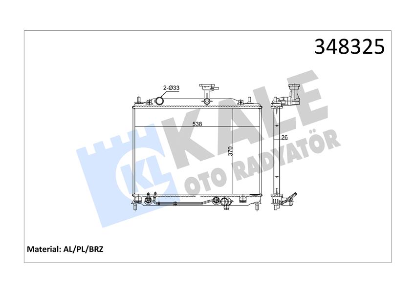 SU RADYATORU ACCENT-ERA 1.5 CRDI (AL/PL/BRZ) (MEK.) (370X538X26) (MANUEL) - KALE RADYATOR - OEM 253101E301