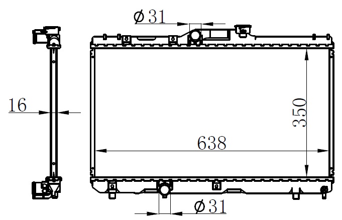 RADYATÖR (BRAZİNG) COROLLA (92-97) AE 101 (AC+KLİMASIZ+MEK) (350x638x16) - ORIS - OEM 1640016491
