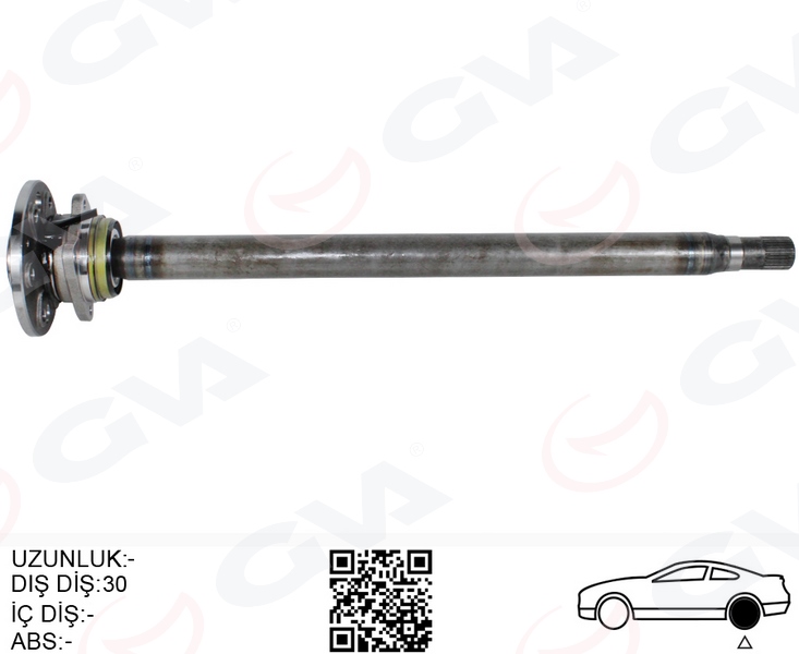 AKS MILI ARKA SOL KALIN KISA 840mm MERCEDES SPRINTER B906 . VW CRAFTER 30-35-50 Z:29-30 PORYALI - GVA - OEM A9063502610