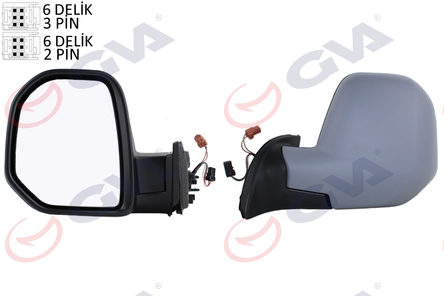 DIŞ DİKİZ AYNASI SOL BERLINGO-PARTNER 08> ELEKTRİKLİ+ISITMALI+ASTARLI+KONVEKS VM-6118EHPL - GVA - OEM 8153.TR
