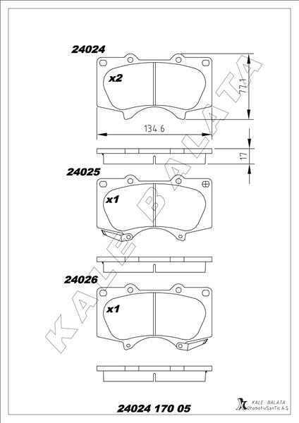 BALATA ÖN 4RUNNER V-HILUX VII.VIII-LAND CRUISER 200-LAND CRUISER PRADO 04- - KALE - OEM 446504090