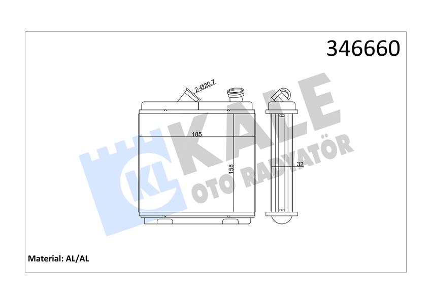 KALORIFER RADYATORU OPEL ASTRA F / CALIBRA A / VECTRA A (AL/BRZ) - KALE RADYATOR - OEM 52463008