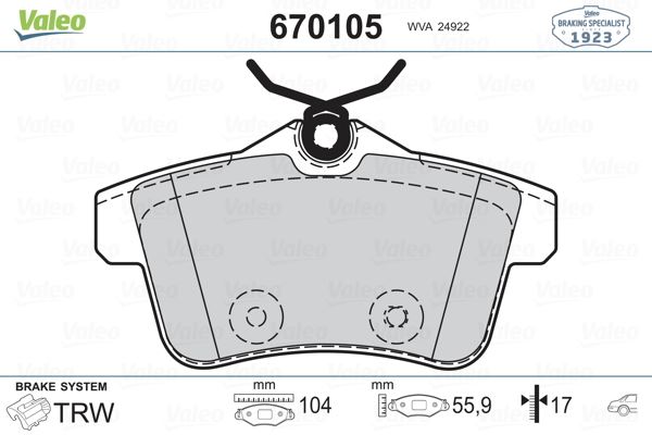 FREN BALATASI ARKA PEUGEOT P3008 09>16 P5008 09>17 P508 10>18 P308 GTI-RZC 10>14 CITROEN C4 09>16 D - VALEO - OEM 4254-44