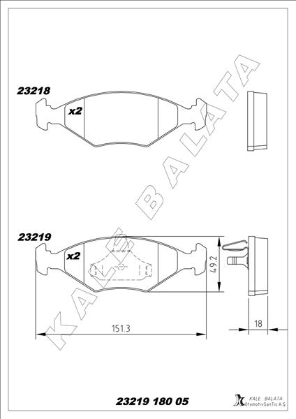 ÖN BALATA PALIO 1.6 16V-PALIO WEEKEND 1.2-1.7TD-ALBEA 1.4-1.6 16V 96=> - KALE - OEM 9947917