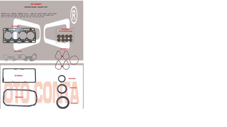 KARTER CONTASI 1.20 mm SACLI KLINGRIT SILIKONLU RENAULT TWINGO CLIO 1.2 8V D7F 710 D7F 720 - OTOCONTA - OEM 7700866465