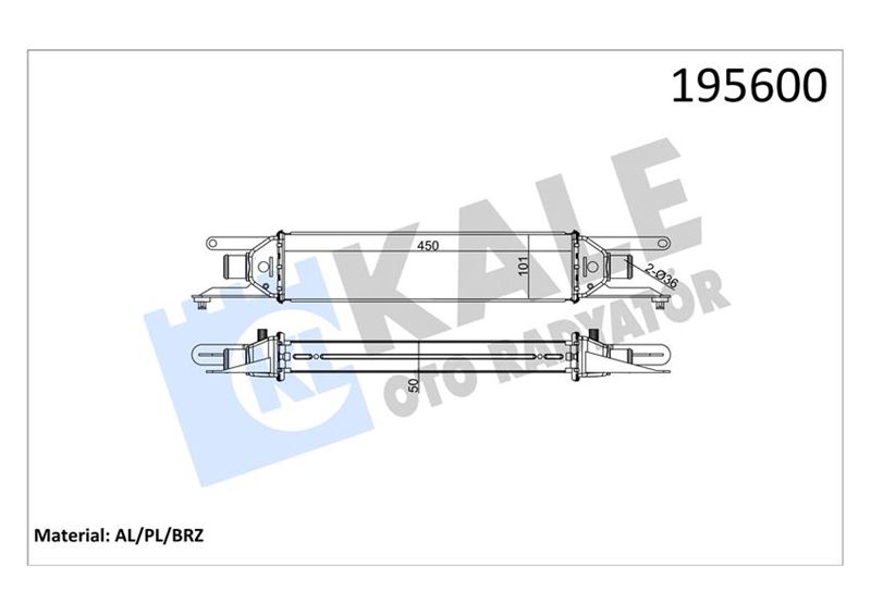 TURBO RADYATÖRÜ (INTERCOOLER) LINEA 1.3JTD (450x10 - KALE - OEM 51785221