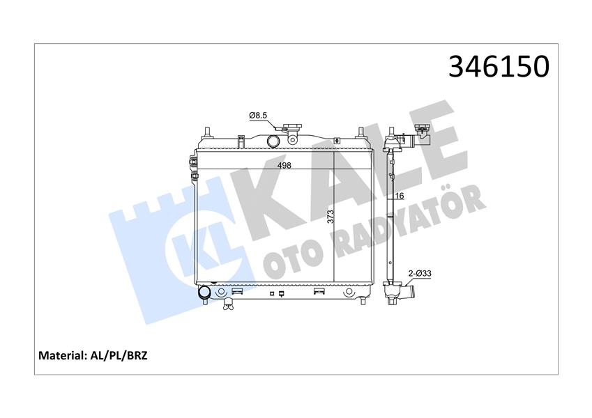 RADYATÖR GETZ (03-05) 1.3-1.6 (MEK+AC+KLİMASIZ) (4 - KALE - OEM 253101C100