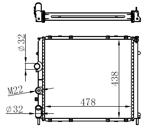 MOTOR SU RADYATORU BRAZING KANGOO 97> 1.9D KLIMASIZ-> 478×438X32 MANUEL SANZUMAN *** - ORIS - OEM 8200747214