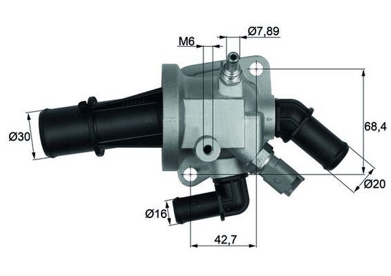 TERMOSTAT 88 °C FIAT ALBEA 03>09 DOBLO 02> PANDA 04> PUNTO 03>12 500 07> OPEL COMBO C 05>12 CORSA C 05>10 MERIVA A 03>10 1.3D MJET 1.3 CDTI - MAHLE - OEM 55180041