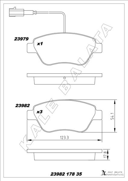 ÖN BALATA NEMO 1.3 HDİ 75 09=>BIPPER 1.3 HDİ 75 10=>BIPPER TEPEE 1.3 HDİ 10=> FIORINO 1.4 1.3D 09=> (ÇİFT FİŞLİ) - KALE - OEM 4254.C8