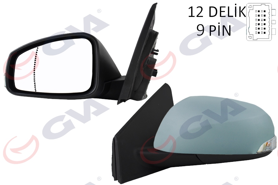 DIŞ DİKİZ AYNASI SOL MEGANE-FLUENCE 08> ELEKTRİKLİ+ISITMALI+SİNYALLİ+SENSÖRLÜ+ISITMALI+ASTARLI+ ASFERİK 9 FİŞ VM-6138EHPSAL - GVA - OEM 963020180R