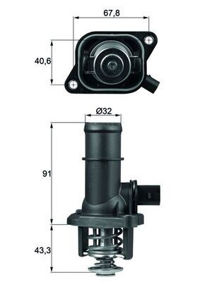 TERMOSTAT KOMPLE (105C) A3 BORA GOLF IV POLO OCTAVIA CORDOBA IBIZA III 1.6 - MAHLE - OEM 06A121114