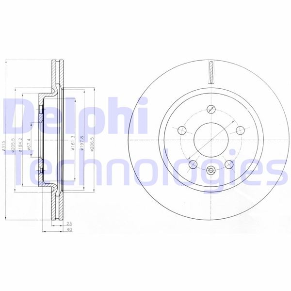 FREN DISKI ARKA (5D 315MM) INSIGNIA 08- - DELPHI - OEM 569128