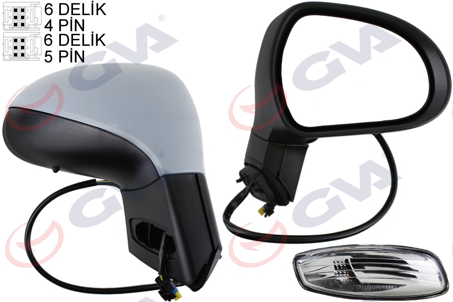 DIŞ DİKİZ AYNASI SAĞ 207 06> ELEKTRİKLİ+ISITMALI+SİNYALLİ+SENSÖRLÜ+ASTARLI+KONVEKS VM-6207EHPSR - GVA - OEM 8149.ZH