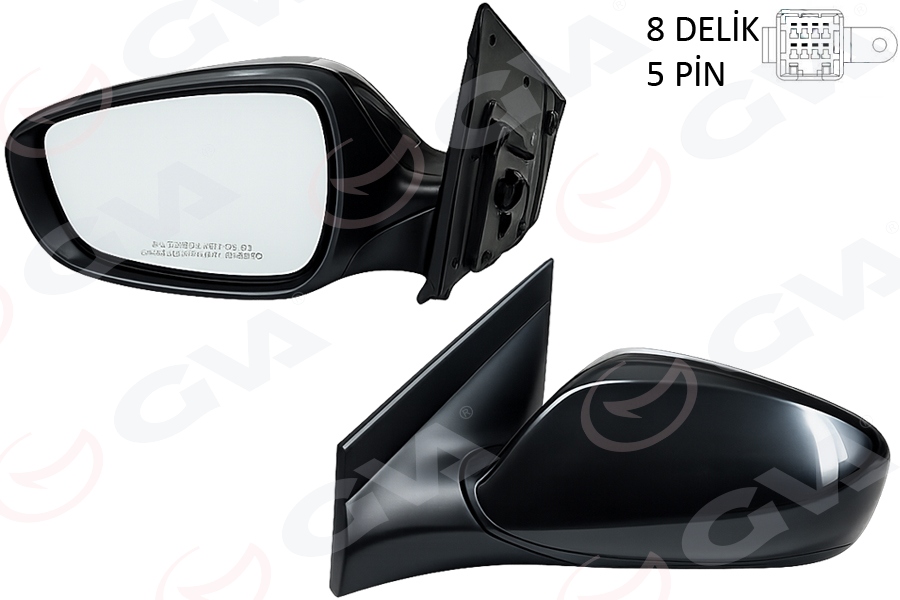 DIŞ DİKİZ AYNASI SOL BLUE 12> ELEKTRİKLİ+ISITMALI+SİYAH KAPAK+DÜZ CAM 5 FİŞ VM-6451EL - GVA - OEM 876101R110