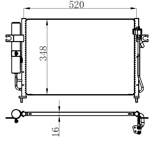 KLIMA RADYATORU KONDENSER BRAZING HYUNDAI GETZ 1.1I-1.3I-1.4I-1.6I 02-> AT/MT SANZUMAN 550×331X16 - ORIS - OEM 976061C200