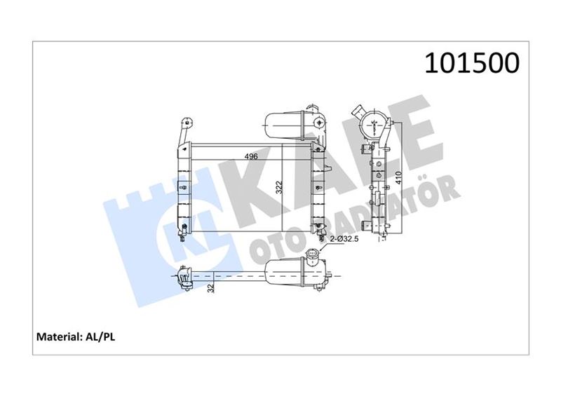 RADYATÖR TMPR-TIPO (MEK+KLİMASIZ) (496x322x23) (2 - KALE - OEM 7732873