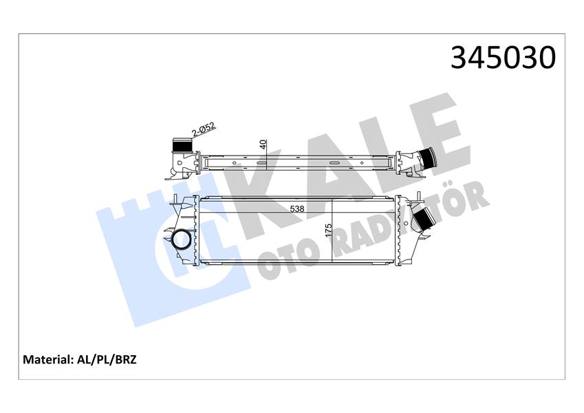 TURBO RADYATORU (INTERCOOLER) TRAFIC II-VIVARO 2.0 DCI-CDTI M9R (AL/PL/BRZ) - KALE RADYATOR - OEM 93854162