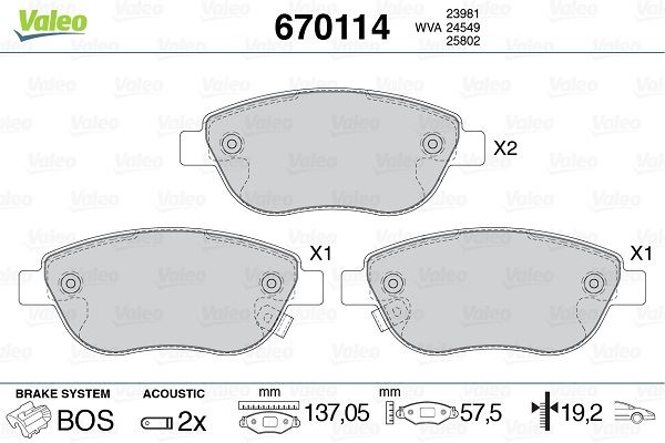 ÖN BALATA CORSA D (BÜYÜK TİP) 1.3 CDTI 07/06=> FIAT 500L 12> 0.9T 1.4 1.3D MTJ 1.6D MTJ - VALEO - OEM 93189816