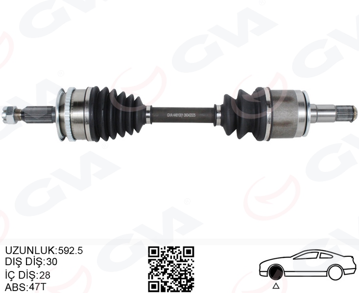 KOMPLE AKS SOL MITSUBISHI L200 2,5L 4D56 DI-D Tdi Euro4 CR 4x4 KB4T 07-10 (30 x 592,5 x 28) - GVA - OEM 3815A307